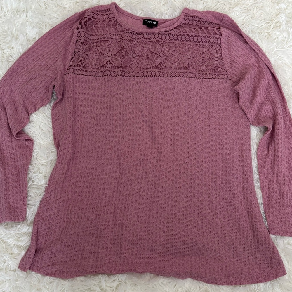 Torrid Lace Accent Long Sleeve Top